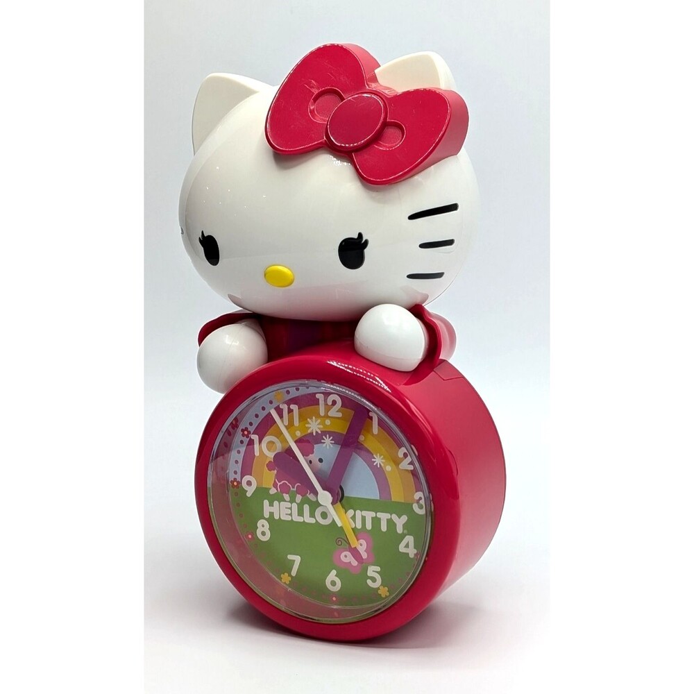 Sanrio 2013 Hello Kitty 8” Pink  Analog Alarm  Desk Clock Battery Operated